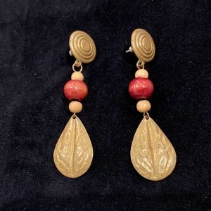 J16-BUNDLE ONLY- Vintage Boho Gold & Wood Bead Festival Earrings